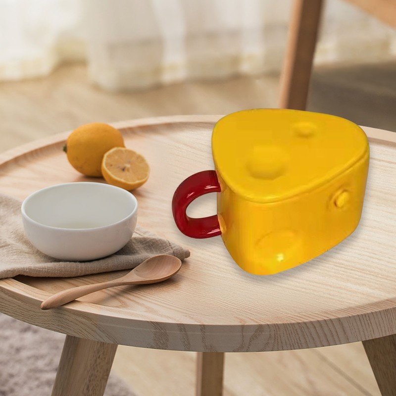 Ceramic Mug Cute Cheese Shape Fashionable Multifunctional Tea Cup with
