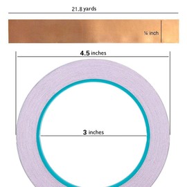Zehhe Copper Foil Tape with Double-Sided Conductive - EMI Shielding,Stained Glass,Soldering,Electrical Repairs,Paper Circuits,Grounding (1/4inch)