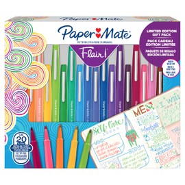 Paper Mate Flair Felt Tip Pens Gift Set | Medium Point (0.7 mm) Markers | Assorted Colouring Pens | For Kids & Adult Colouring, Journalling & More | 20 Count
