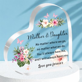 HULALA Mother And Daughter Gifts Acrylic Heart Plaque For Mum Daughter Mothers Day Birthday Christmas Graduation No Matter Where We Go No Matter What We Do
