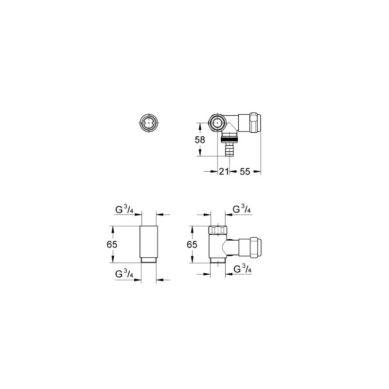 Grohe 41043000 WAS Valve Fitting 1/2-Inch DN 20 with Connector