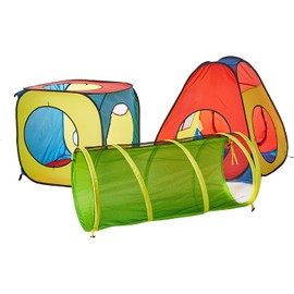 UTEX 8 in 1 Pop Up Children Play Tent House with 4 Tunnel, 4 Tents for Boys, Girls, Babies and Toddlers for Indoor and Outdoor Use