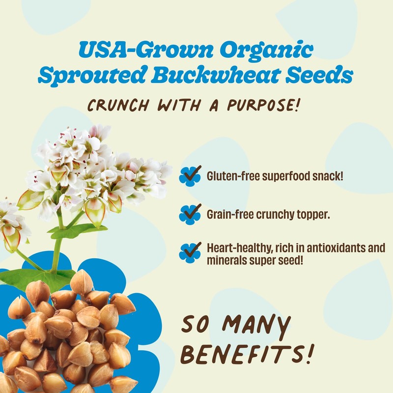 Lil Bucks Sprouted Regeneratively Grown Buckwheat Seeds– Paleo Cereal, Gluten-Free