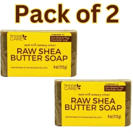Personal Care Raw Shea Butter Soap, Rosemary Extract, Moisturizing 4 oz, 2pk