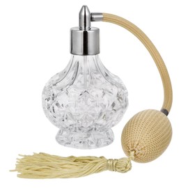 Topxome 100ml Clear Crystal Vintage Style Perfume Bottle Long/Short Spray Tassels Atomizer Pump Refillable Glass Bottles Lady Makeup Tool (Long Yellow)