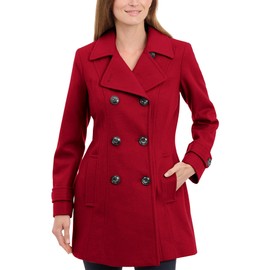 Anne Klein Women's Plus-Size Classic Double-Breasted Coat Outerwear, Red, 3X