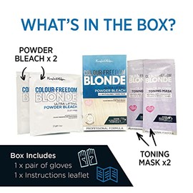 Colour Freedom Blonde Ultra high lift Hair Bleach powder and White Blonde Neutralising Toner pack. Up to 9 levels of lift, By Knight & Wilson