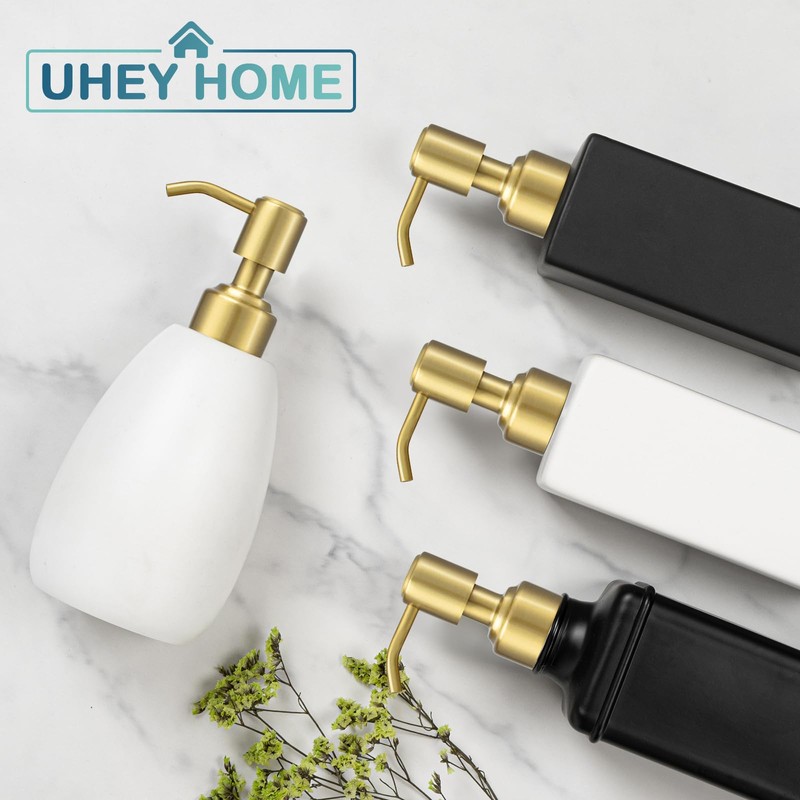 2 Pack Brushed Gold 304 Stainless Steel Soap Dispenser Pump