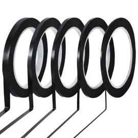 BENECREAT 360 Yards Stained Glass Lead Lines, 2/3/4/5/6.5mm Width Black PET Chart Line Tape, Graphic & Grid Marking Tapes, Stained Glass Supplies, 72 Yards/Size