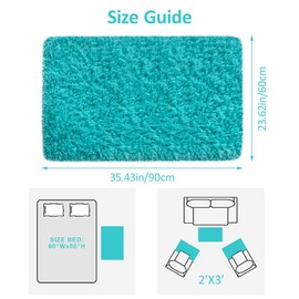 Small Fluffy Rugs for Bedroom 2x3 Teal Blue Shaggy Area Rug Soft Plush Fuzzy Fur Throw Rug for Living Room Dorm Kids Nursery Home Decor Aesthetic Carpets