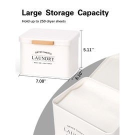 Candco Dryer Sheet Holder with Hinged Lid for Laundry Room Organization, Metal Farmhouse Dryer Sheet Container, Laundry Room Decor and Accessories (Cream)