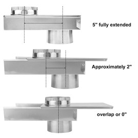 Gosknor 84049 Periscope Dryer Vent, Aluminum Alloy Dryer Telescoping Duct Vent Connector Kit with 2 Clamps 0-5in Adjustable Length for Tight Space