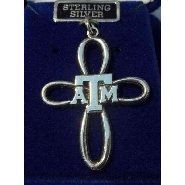 Wholesale Charms Sterling Silver 35x26mm Texas A&M University ATM Cross