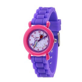 Ewatchfactory Red Balloon Unicorn Girls' Pink Plastic Time Teacher Watch,Purple Silicone Strap,WRB000140