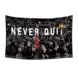 EWRITN Workout Polyester Flag Banner, 3x5 Feet, Never Quit Fitness Inspirational Home Gym Wall Decor, Cool Gym Motivation Poster, College Dorm Man Cave Decor