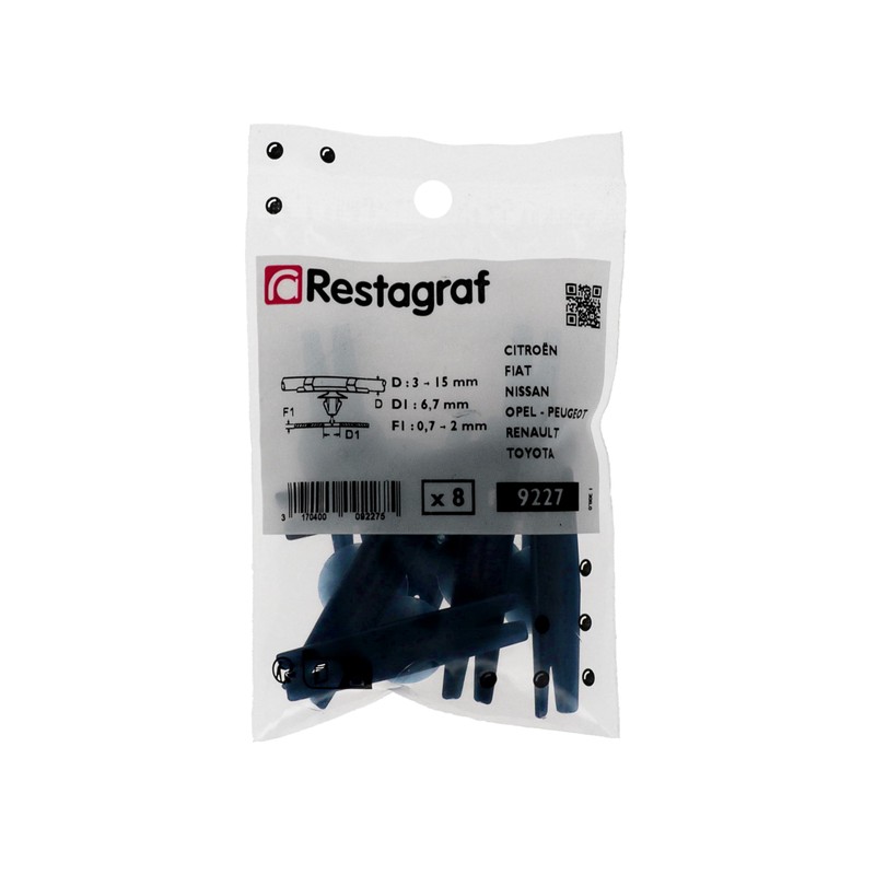 Restagraf 8 x 6.7mm Cable Harness Clips for Renault/Peugeot/Citroen/Volkswagen/Vauxhall
