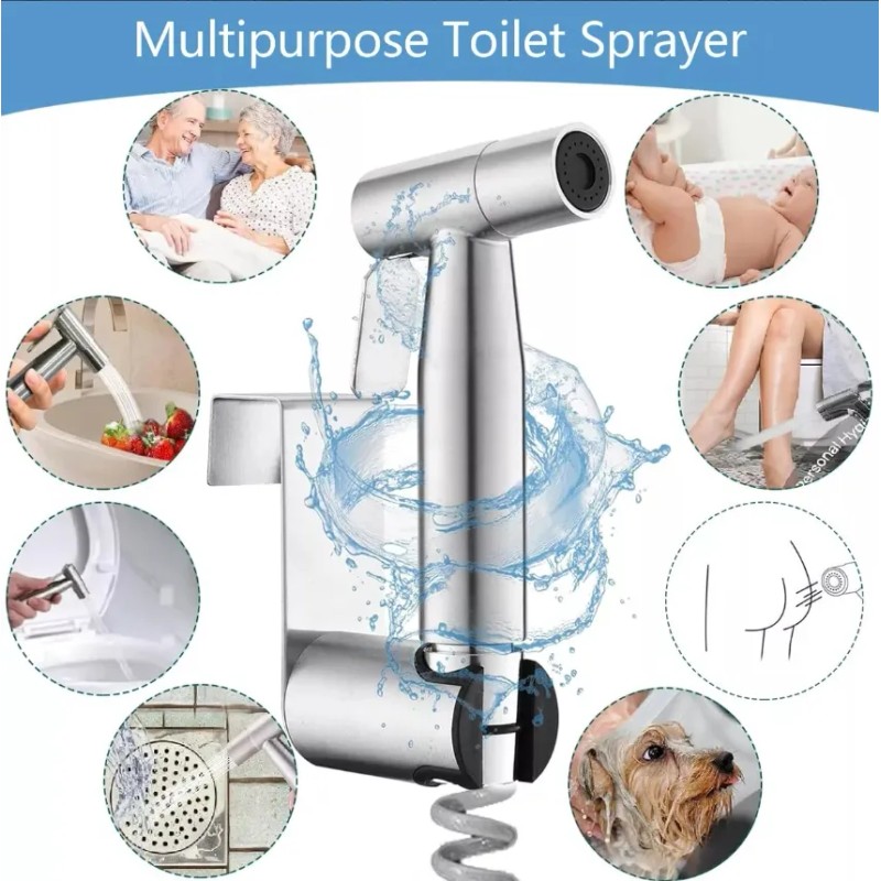 Kit Grifo Rociador Bidé De Mano Inodoro P/ Higiene Personal