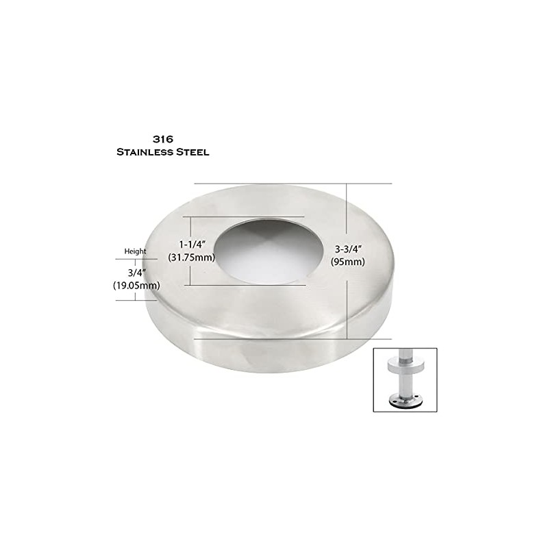 Stainless Steel 316 Grade Base Cover for 1-1/4" Railing Post