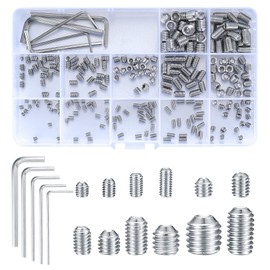 240 Pcs Grub Screws Set, Cup Point Hex Head Screw Set, M3/M4/M5/M6/M8 Metric Hex Head Allen 304 Stainless Steel Screw Kit with Allen Key Wrench(M1.5/M2/M2.5/M3/M4) for Door Handles, Faucet