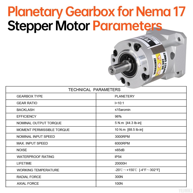 YEJMKJ Ratio 10:1 Planetary Gearbox for Nema 17 Stepper Motor