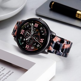 Resin Watch Bands Replacement Watch Straps for Men Women 14 Colors Quick Release Wrist Bands in 3 Sizes 18/20/22mm Fashion Skin-Friendly Watch Bracelets (Black Flower, 20mm)