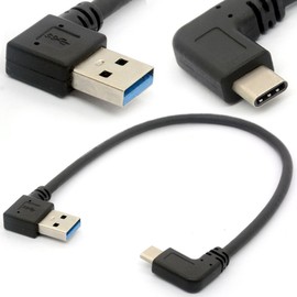 BSHTU Angled USB C Cable USB 3.0 A Left to USB Type C Left/Right Data Sync & Charge Cord 90° USB-C Converter Adapter (USB 3.0 Left)
