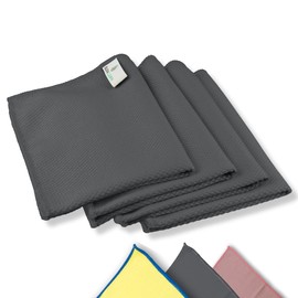 ELEXACLEAN Window Cloth, Streak-Free, Microfibre Window Cleaning Cloths (Pack of 4, 40 x 30 cm, Anthracite) Premium Glass Cleaning Cloths Car for Indoor and Outdoor Use