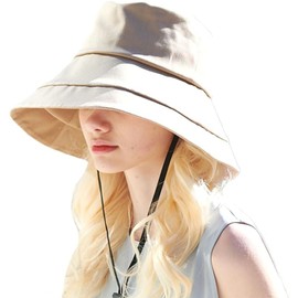 HAT MIKKE Women's Hat, Foldable, UV Protection, 100% Light Blocking, Cool to Touch, Includes Chin Strap, Braun