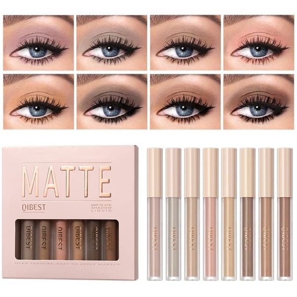 8 Colours Matte Liquid Eyeshadow Set Velvet Highly Pigmented Smokey