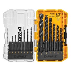 DEWALT DWA1184 Juego de 14 brocas helicoidales HSS con revestimiento de óxido negro