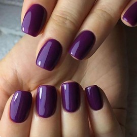 24 Pcs Square Press on Nails Short Fake Nails Nude Purple False Nails with Design Acrylic Press on Nails Square Nail Tips Full Cover Glue on Nails Stick on nails for Women Girls