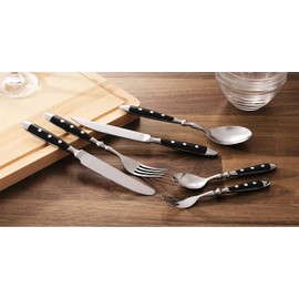 Kerafactum 6 Forks Meat Fork Dining Forks Set | Roasting Fork for the Set Table Table 3 Riveted Table Fork Cutlery Handle Black Country House Style Bistro Set Expandable Meat Fork