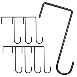 Uenhoy 8 Pack Vinyl Fence Hooks 3 x 8 Inches, Black Patio Hooks Fence Hook Hangers for Indoor & Outdoor Hanging Plants, String Lights, Bird Feeder, Pool Equipment