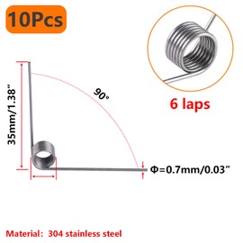 Ctyjia 10 PCS 304 Stainless Steel Torsion Spring, 0.7mm Wire Diameter, V-Shaped Return Springs, 6 Laps 90 Degree Springs Compression, Outer Diameter 4.5mm