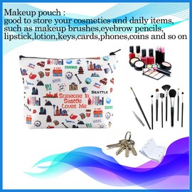 PXTIDY Seattle Makeup Bag Long Distance Relationships Gift Someone In Seattle Loves Me Cosmetic Bag Seattle Souvenir Gift