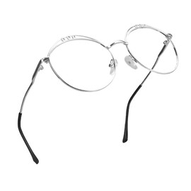 LifeArt Blue Light Blocking Glasses, Anti Eyestrain, Computer Reading Glasses, Gaming Glasses, TV Glasses for Women Men, Stylish Unisex Alloy Round Frame (Silver, No Magnification)