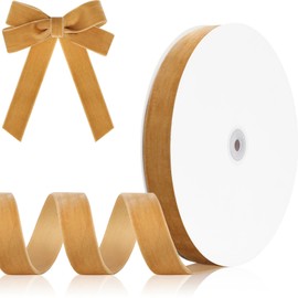 Aoropo Khaki Velvet Ribbon 1'' 30 Yards Velvet Fabric Ribbon for Christmas Tree Gift Wrapping Flower Bouquet Choker Wreath Ornaments Hair Bows Crafts