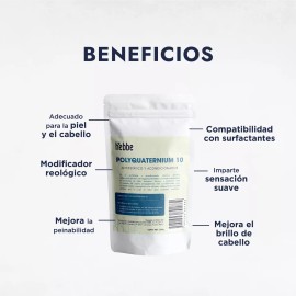 Hebbe Cosmetics Polyquaternium 10 Antiestatico Acondicionador Suavizante capilar y facial soluble en agua 250g