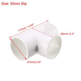 sourcing map 50mm Slip Tee PVC Pipe Fitting T-Shaped Coupling Connector