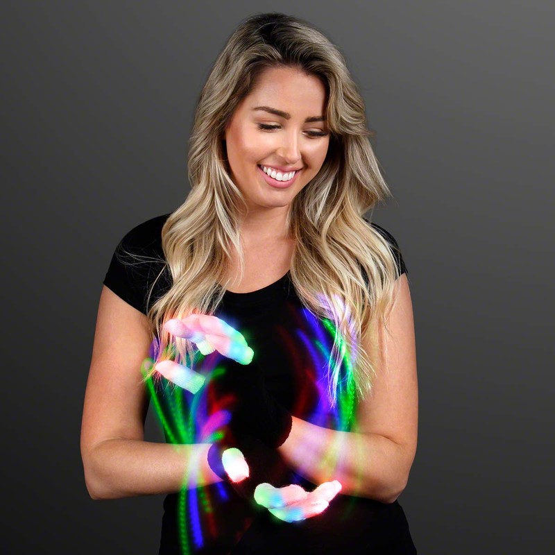 FlashingBlinkyLights Soft Stripe Light Show LED Glow Gloves