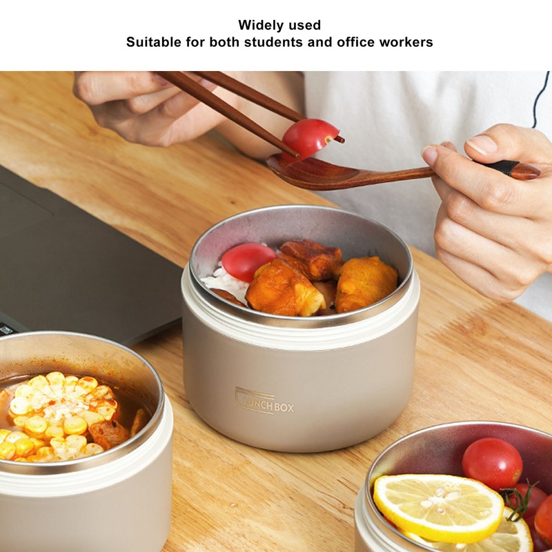 Insulated Lunch Container 304 Stainless Steel Leakproof Portable Round Thermal