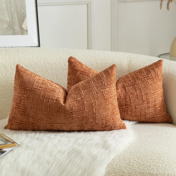 MANDIOO Pack of 2 Soft Chenille Textured Throw Pillow Covers