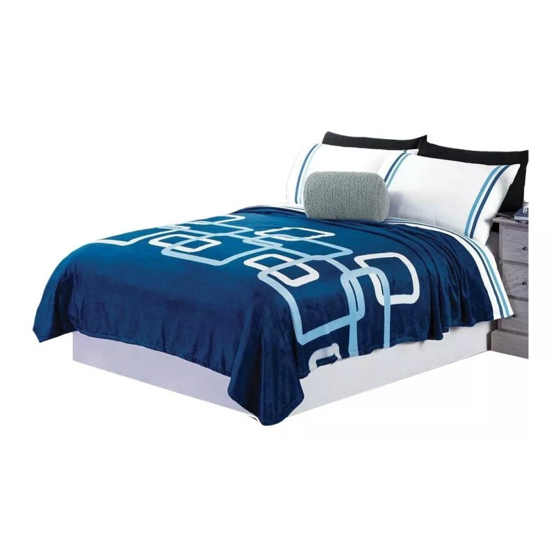 Colchas Concord Cobertor Ultrasuave Edimburgo Cama Matrimonial Azul Concord