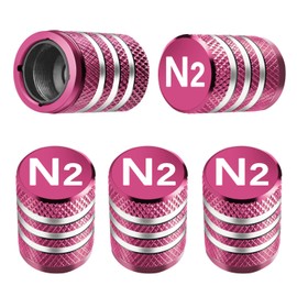 DECURCAR Tire Valve Stem Caps Cover - (5 Pack) Tire Air Cap N2 Nitrogen Metal with Plastic Liner Corrosion Resistant Leak-Proof for Car Truck Motorcycle Bike Pink