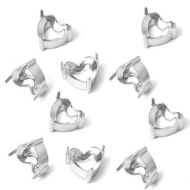 20Pcs Heart Shape Rhinestone Claw Settings Stainless Steel Empty Claw Settings Claw Prong Rhinestone Stud for Pointed Back Rhinestone DIY Jewelry Craft Making, 8mm, Silver