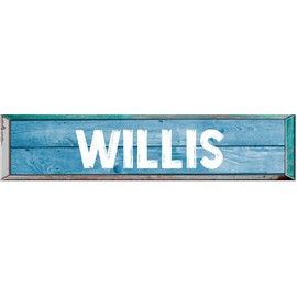 Willis 8" Rectangle Blue Colored Weathered Painted Look Decal Bumper Sticker for use on Any Smooth Surface