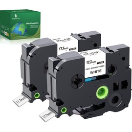 YUANQIMM 2-Pack Heat Shrink Tube HSe-241 HSe241 HS-241 HS241 Compatible with Brother Black on White Label Tape for PTouch PTE300 PT-D600 Printer, 0.69" x 4.92ft, 17.7mm x 1.5m