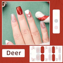 CHANGAR Pegatinas de esmalte de uñas de Navidad con copo de nieve, tiras de esmalte de uñas con purpurina, calcomanías completas de Navidad, tiras de 
