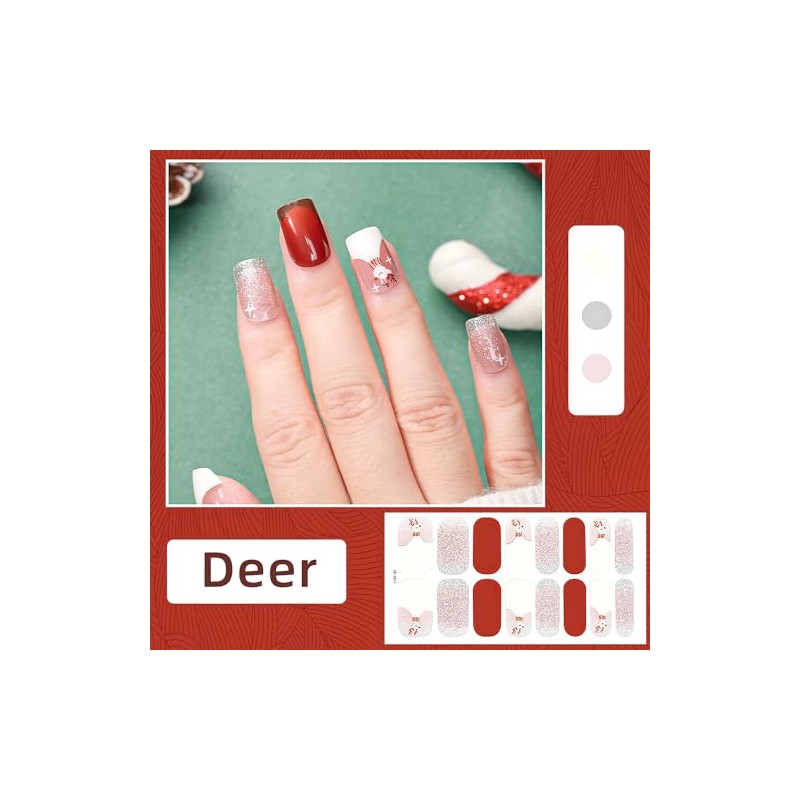 CHANGAR Pegatinas de esmalte de uñas de Navidad con copo
