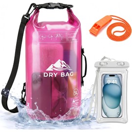 Bolsa Impermeable Seca 5L 10L，Con Funda Impermeable Para Celular，Correa Larga Ajustable Para El Hombro,Dry Bag con silbato yFunda para Teléfono，Bbolsa impermeable para playa, Kayak